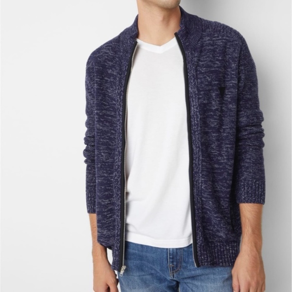 New GUESS Charles Marled Mock-Neck Sweater SZ M